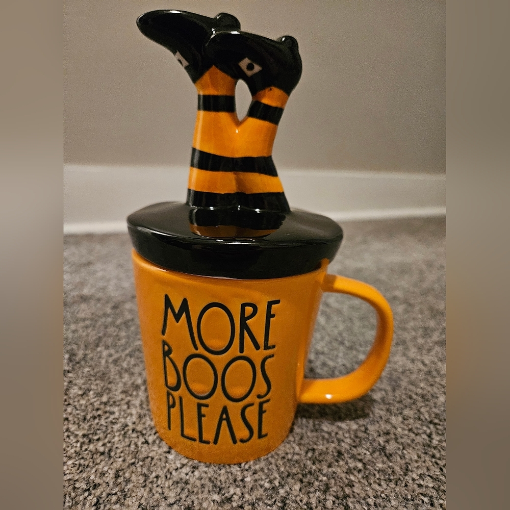 Halloween More Boos Please Mug With Witch Legs Topper